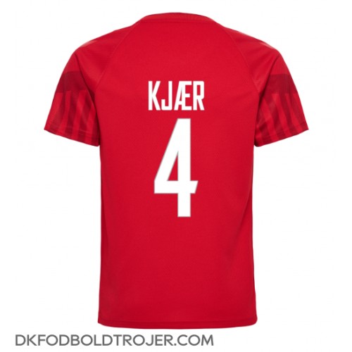 Billige Danmark Simon Kjaer #4 Hjemmebane Fodboldtrøjer VM 2022 Kortærmet